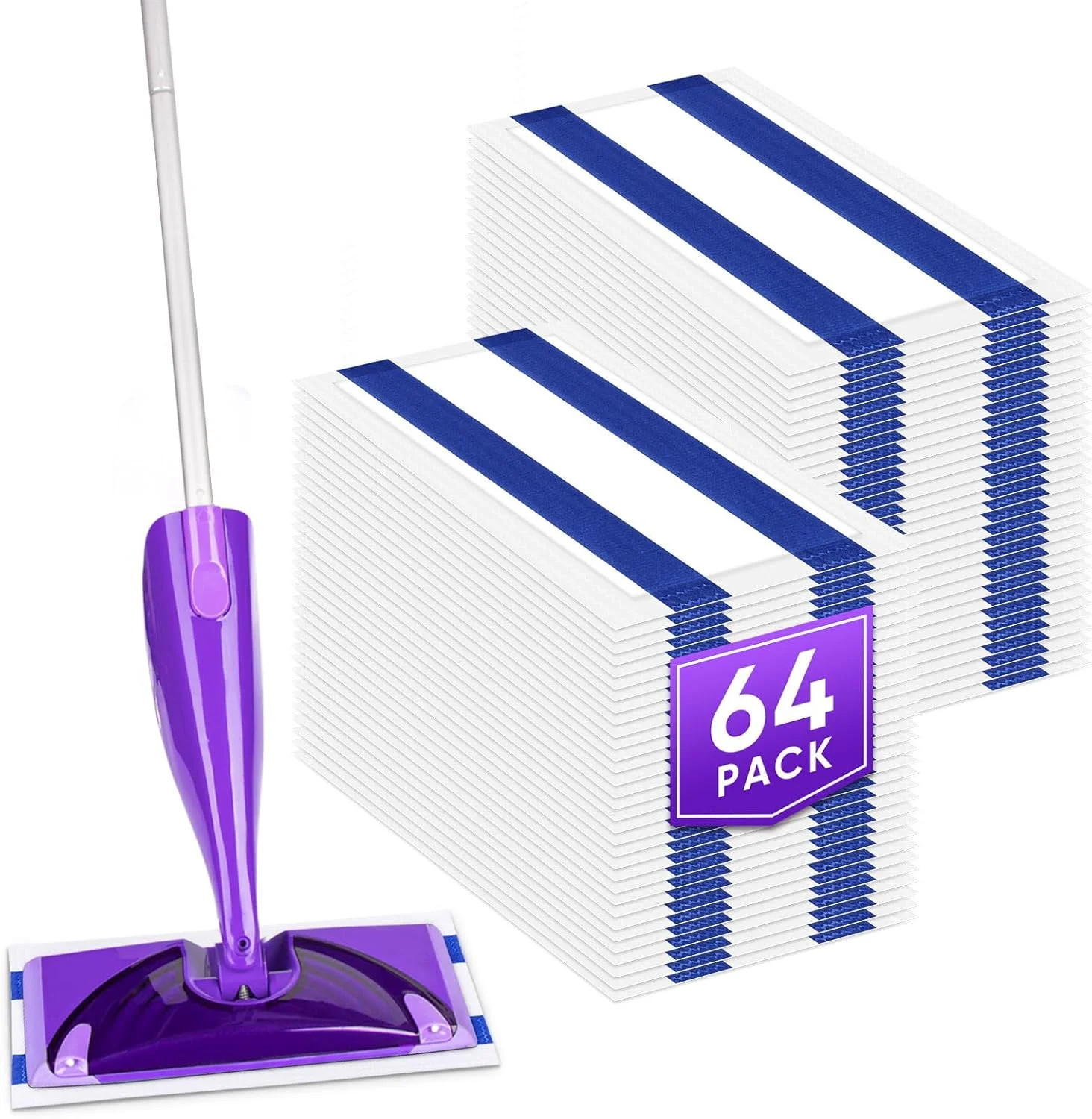 (64 Count) Mop Pad Refills Compatible with Swiffer Wet Jet, 4-Layer Thickened gallery