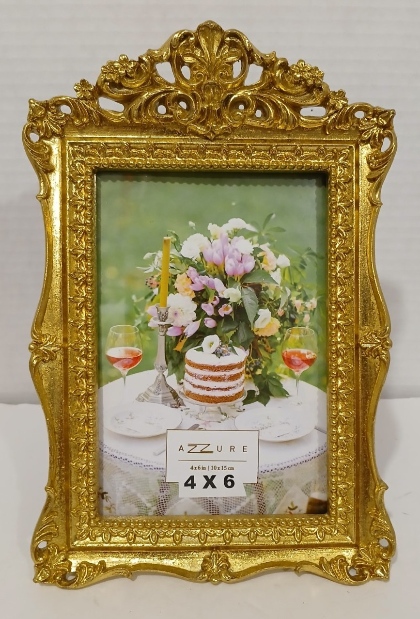 4x6 Ornate Gold Picture Frame Baroque Rococo Wall Mount Tabletop Decor gallery