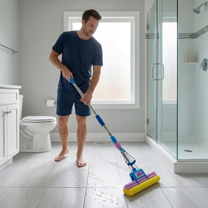 Sponge Mop with Extendable Stainless Steel Handle Absorbent for Bathroom Kitchen gallery