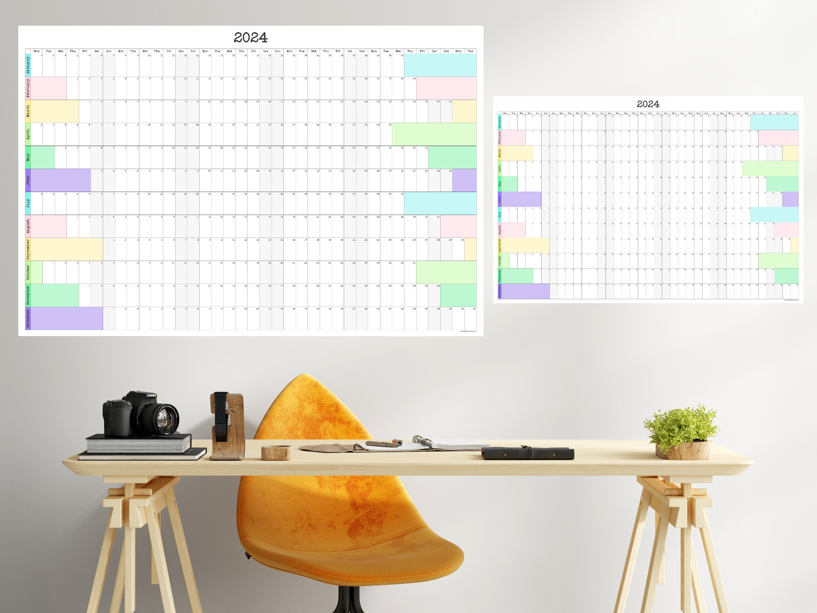 Large Wall Calendar Start On Any Month, 36" x 24" or 24" x 16" gallery
