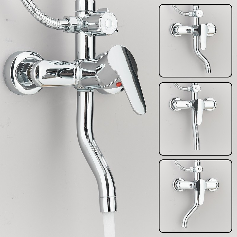 Wall Mounted 8" Rainfall Shower System Shower Faucet Mixer Shower Tap Combo Set gallery