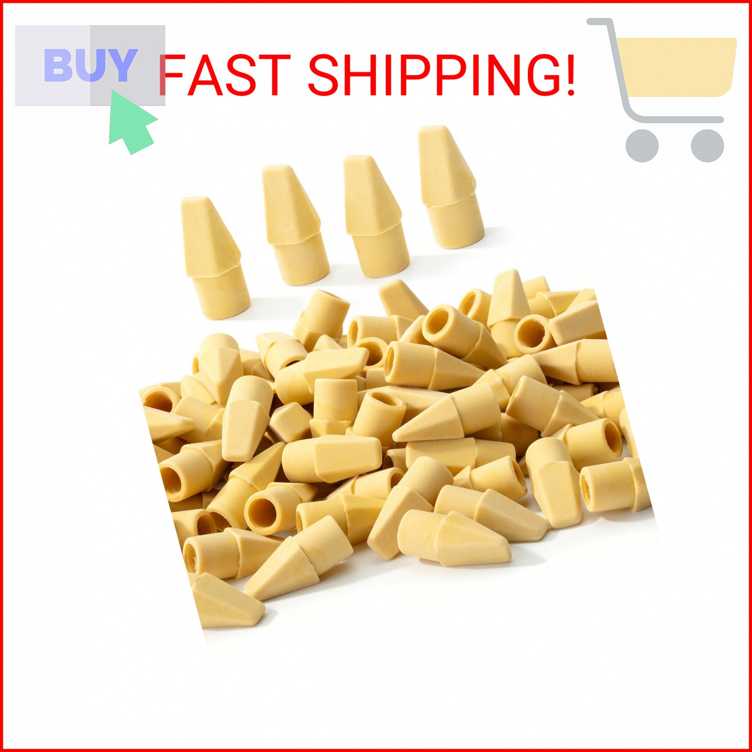 Mr. Pen- Pencil Eraser Toppers, 120 Pack, Yellow, Cap Erasers, Pencil Top Eraser gallery