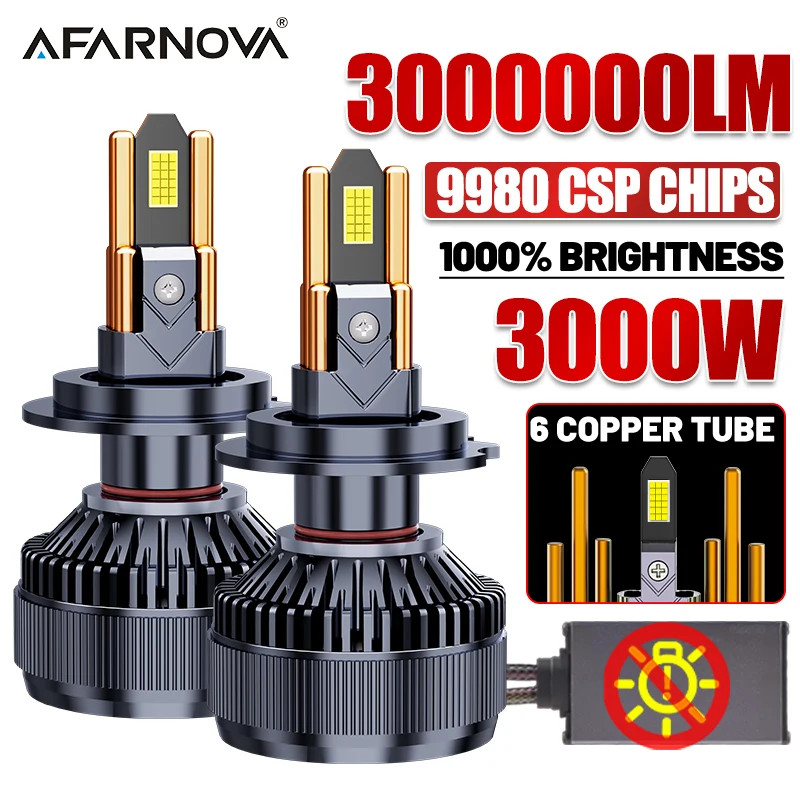 3000W H4 H7 Led Car Headlight Bulb Canbus 6 Copper Tube 6000K Led H1 H8 Fog Lamp gallery