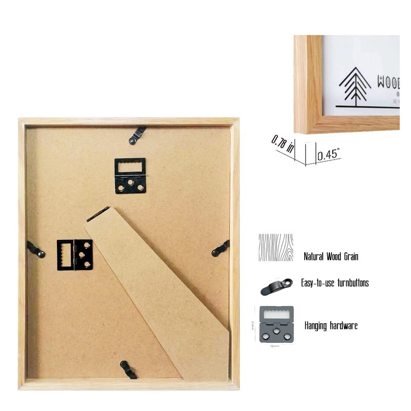 Oak Wood Picture Frames - Natural Solid Wood Glass Photo Frames Wall Tabletop gallery