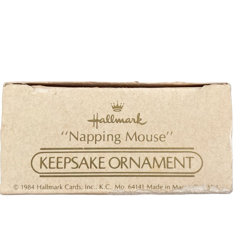 Hallmark 1984 Napping Brown Mouse Keepsake Ornament Sleeping Teddy Christmas MIB gallery