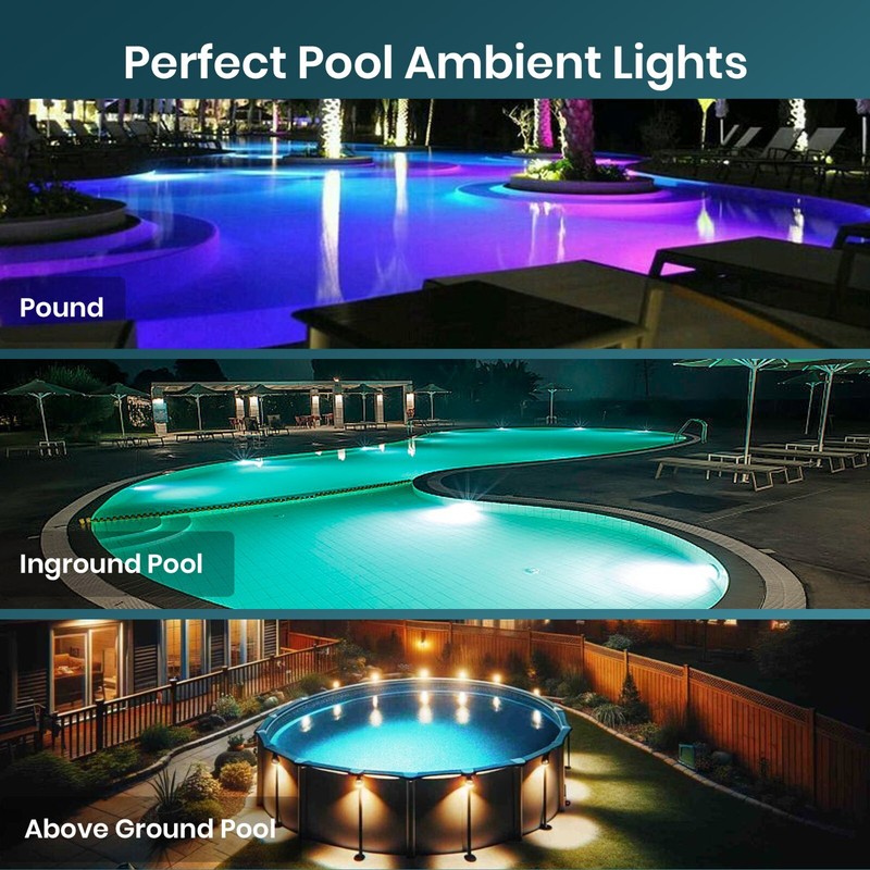 2Pack LED Pool Lights for Above Ground Pool with APP & Remote Control 33ft Cord gallery