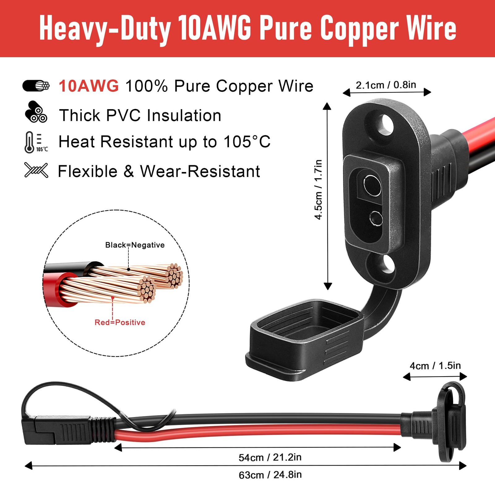 SAE Connector 2FT 10AWG, Battery Quick Connect 2FT, sae to 2FT-2pcs gallery