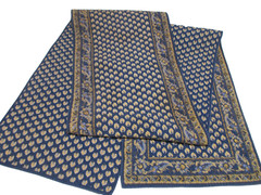 16″x108″ Williams Sonoma Table Runner Blue w/ Yellow French Country Double Sided