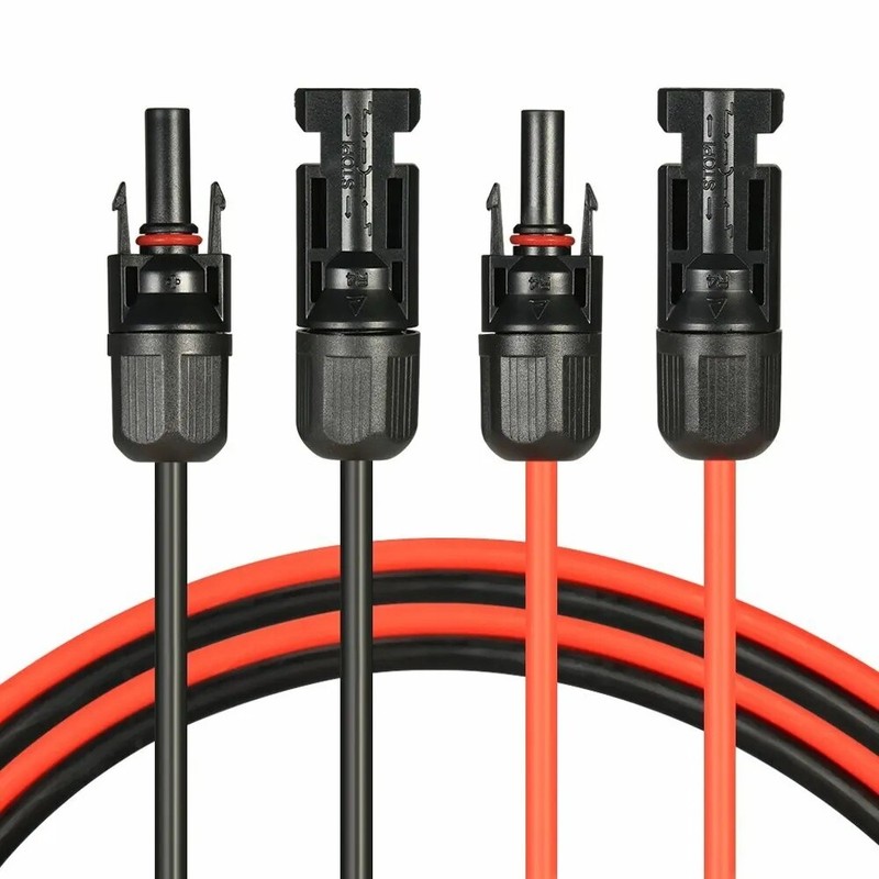 10 AWG Solar Panel Extension Cable PV Wire Solar Connectors Pair Black Red 6mm² gallery