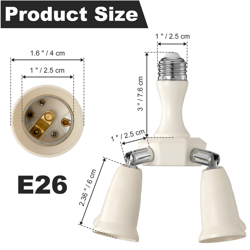 4 in 1 Light Socket Splitter Adapter, E26 E27 Standard Base LED Bulbs Converter gallery