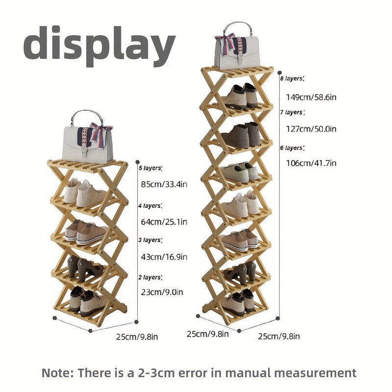 Foldable Bamboo Shoe Rack Tier Storage Shelf Entryway Organizer Wood Plant Stand gallery
