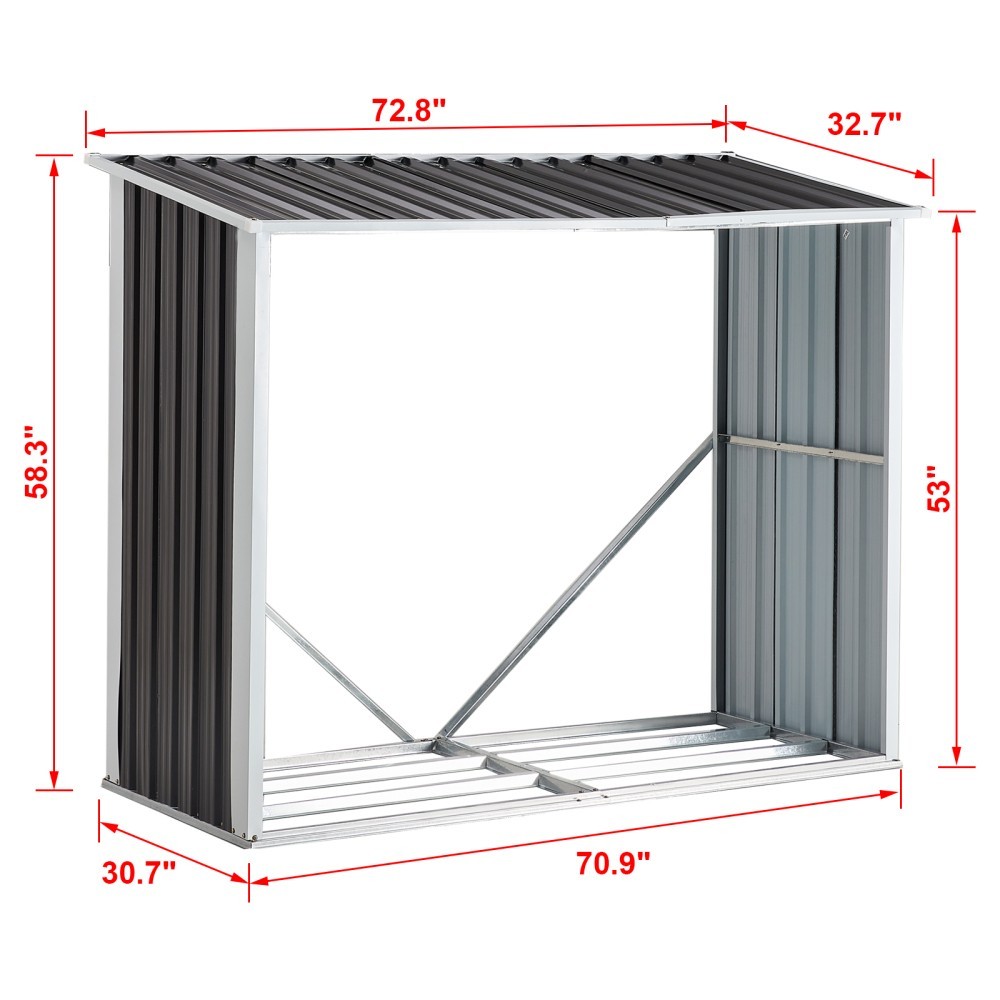 Firewood Storage Shed Outdoor Galvanized Steel Log Rack Shelter Anthracite gallery