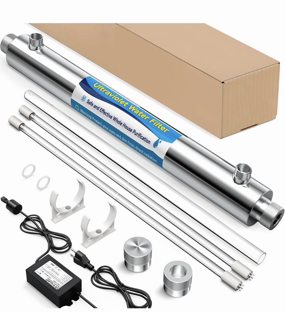 Whole House UV Water Filter System, 55W, 12GPM + Extra Bulb, 1” MNPT gallery