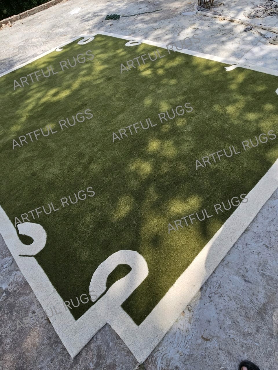 Hand Tufted Wool Rug, Nordic Knots Design, Handmade Green Area Rug 5×7 ft gallery