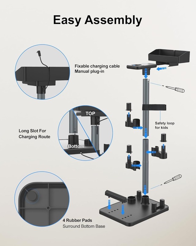 Cordless Vacuum Stand Adjustable Height Docking Station for 1.8 Inch Wand gallery