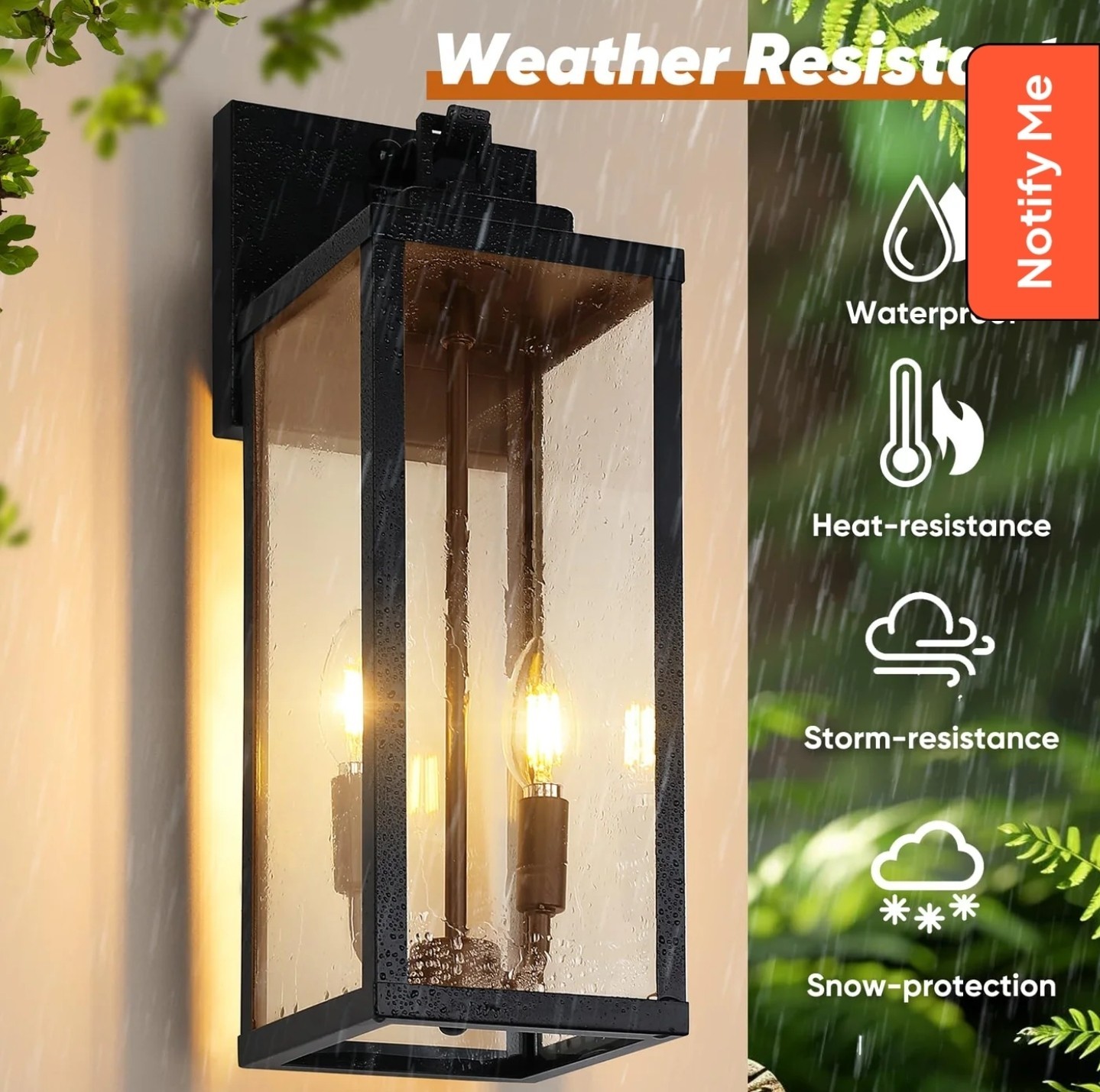18" Outdoor Wall Light Fixture, 2-Light Large Exterior Lighting Sconce Black gallery