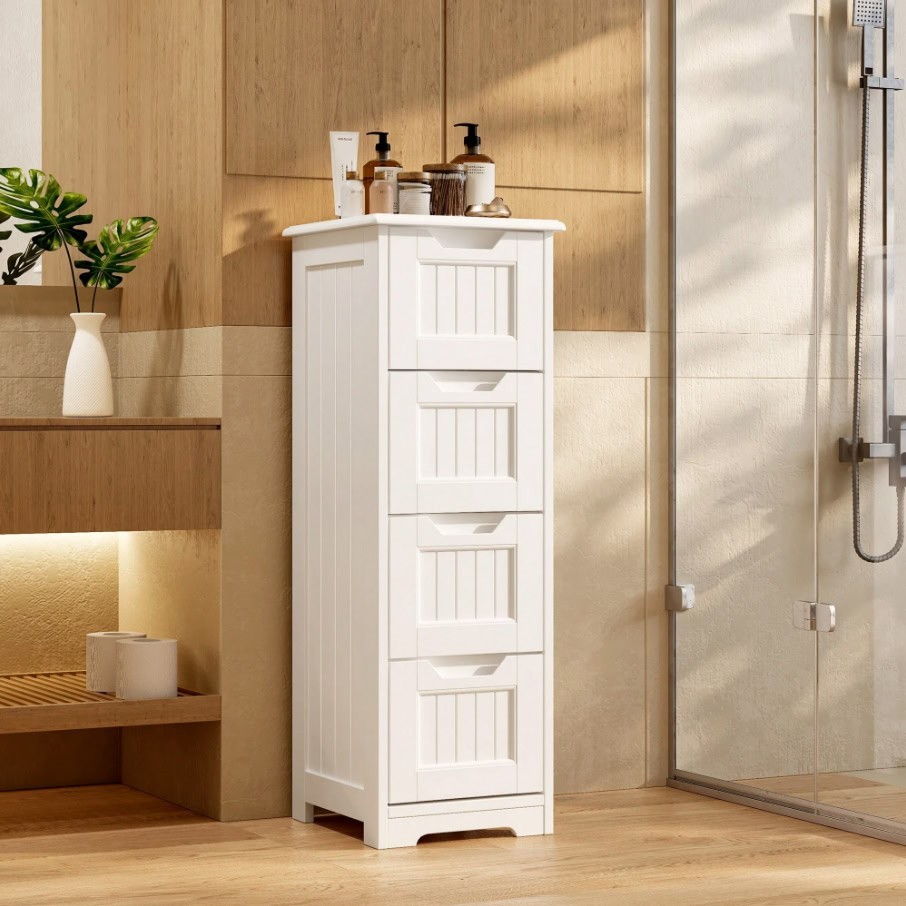 33 Inch Bathroom Storage Cabinet 4 Drawer Freestanding Narrow Organizer gallery