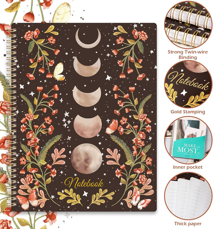 Spiral Notebook - Notebooks Spiral Bound with Back Pocket, Lined Journal Noteboo gallery