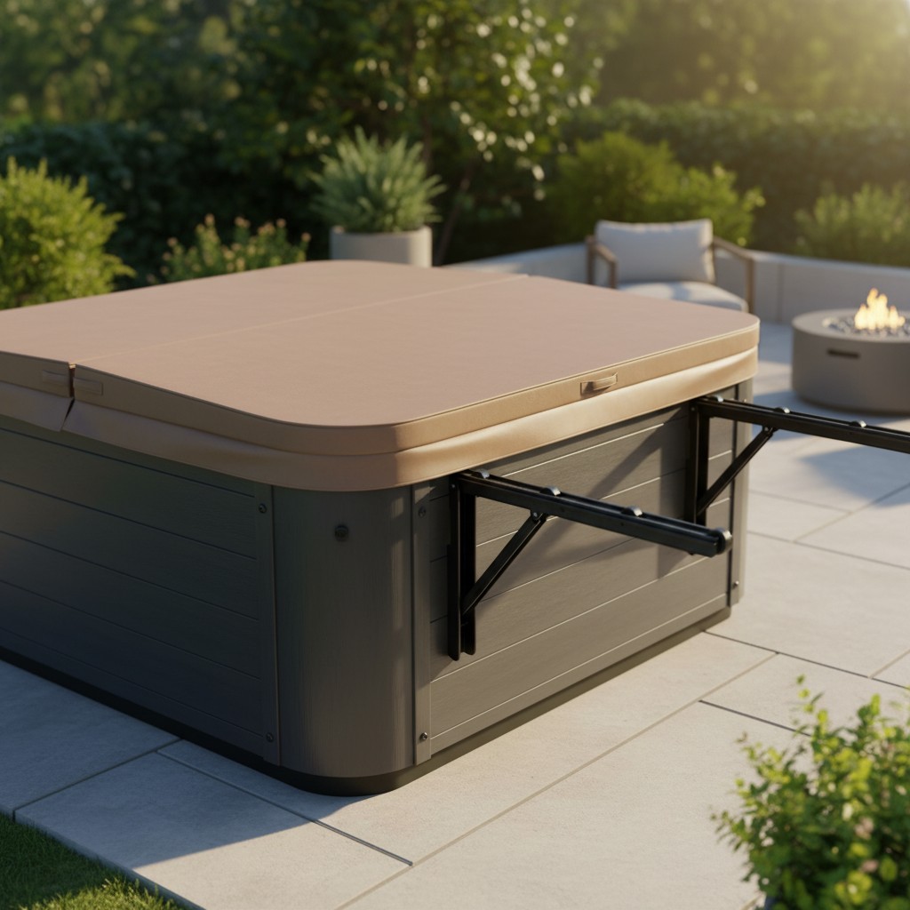 Durable Plastic Hot Tub Cover Lift with Unfinished Finish for Long-Lasting Use gallery