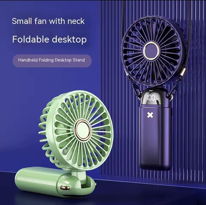 Han Mini Folding Rechargeable Handheld Desktop Fan with Neck Bracket gallery