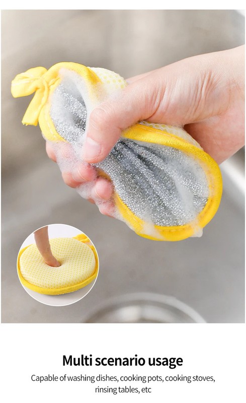 10 Pcs,Round Sponge Scrubber - Double-Sided Cleaning, Easy Stain Removal gallery