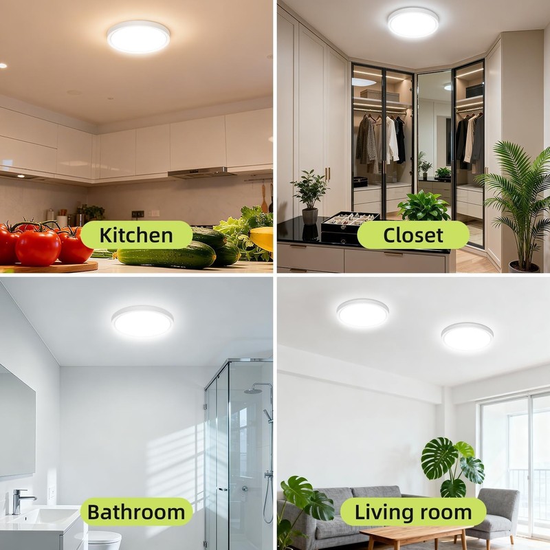 7 Inch White Flush Mount Ceiling Light, 15W 1800LM Ceiling Light Fixture,3000... gallery