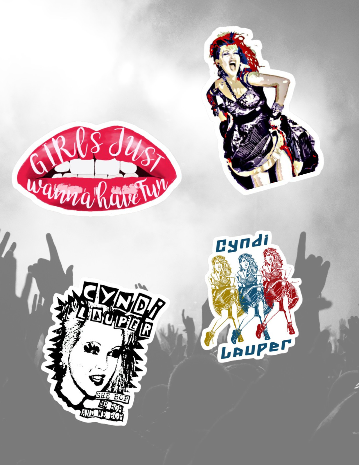 Cyndi Lauper Music 4pc Sticker Pack gallery