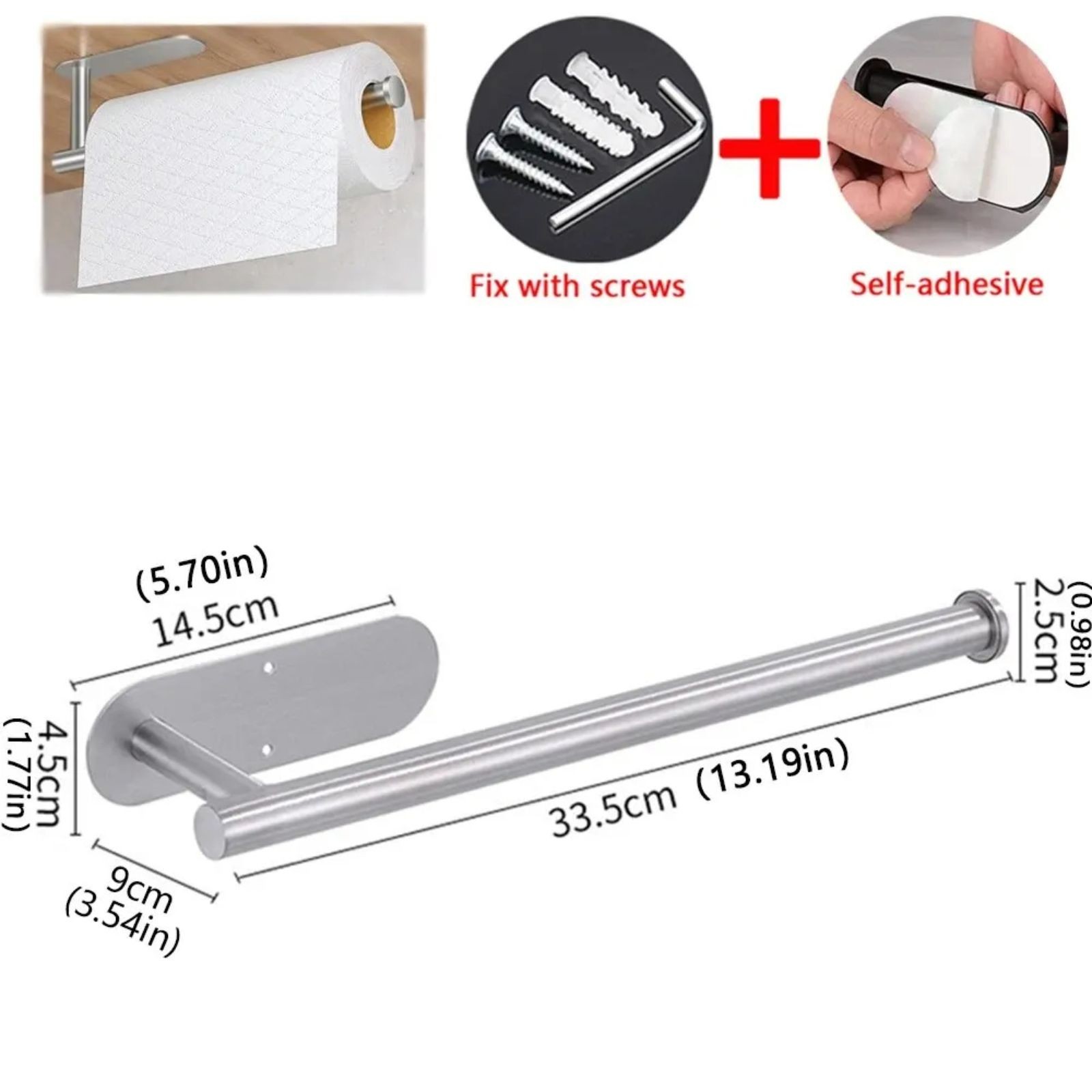 Holder Kitchen Roll Towel Paper Rack Under Cabinet Wall Toilet Self Adhesive gallery