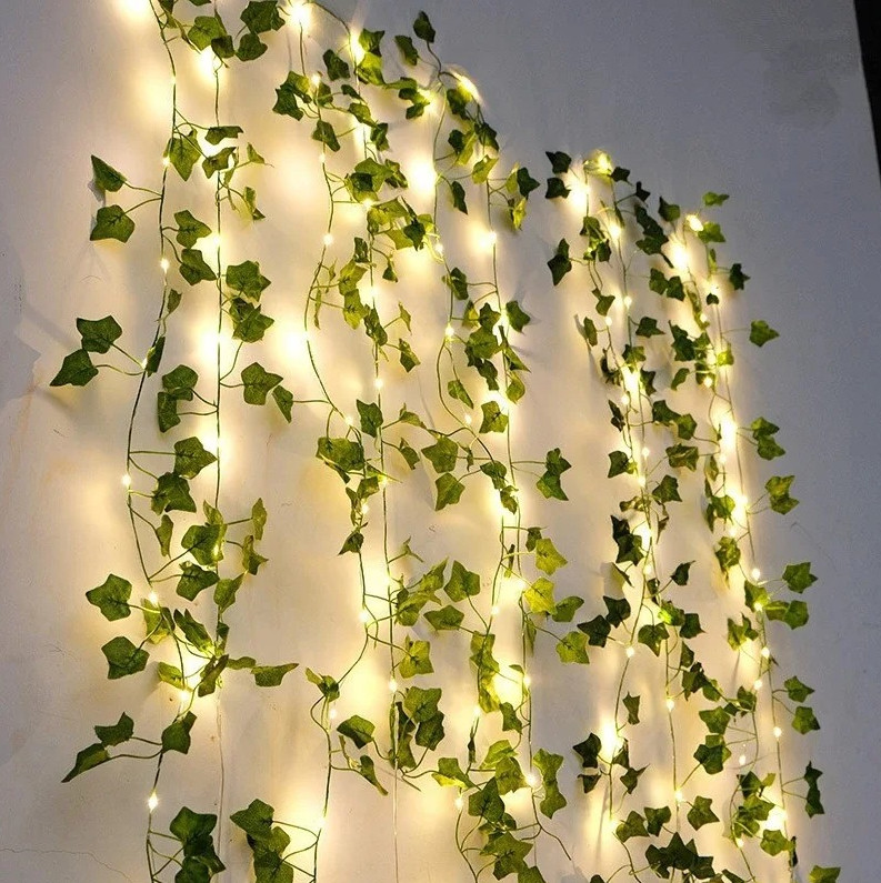 1pcs 2M Green Leaf String Lights Artificial Ivy Vine Fairy Light for Home Décor gallery