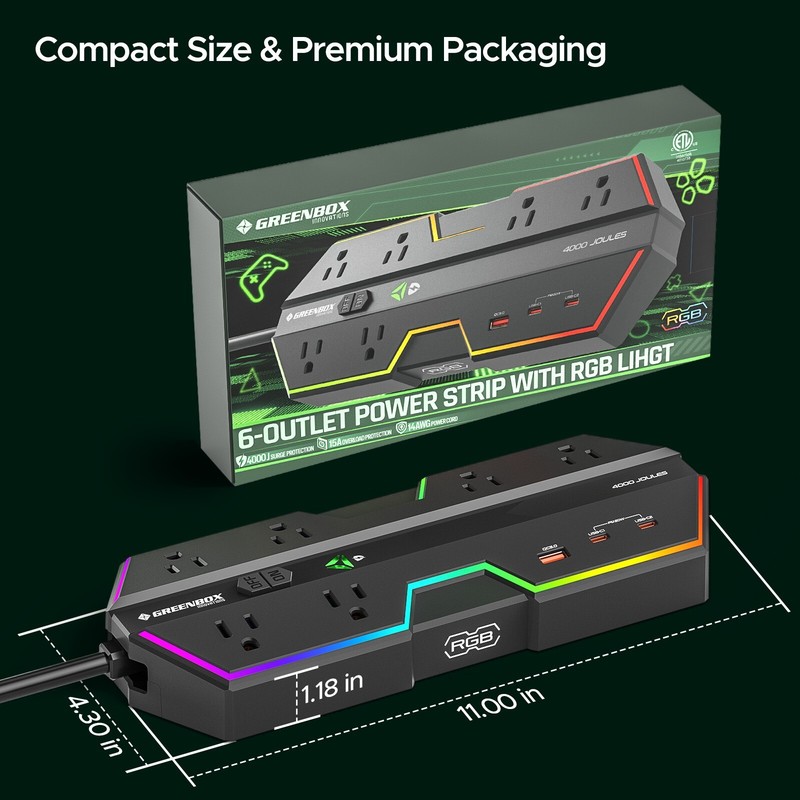 4000J Surge Protector High Performance Power Strip With 3 USB Fast Charging Port gallery