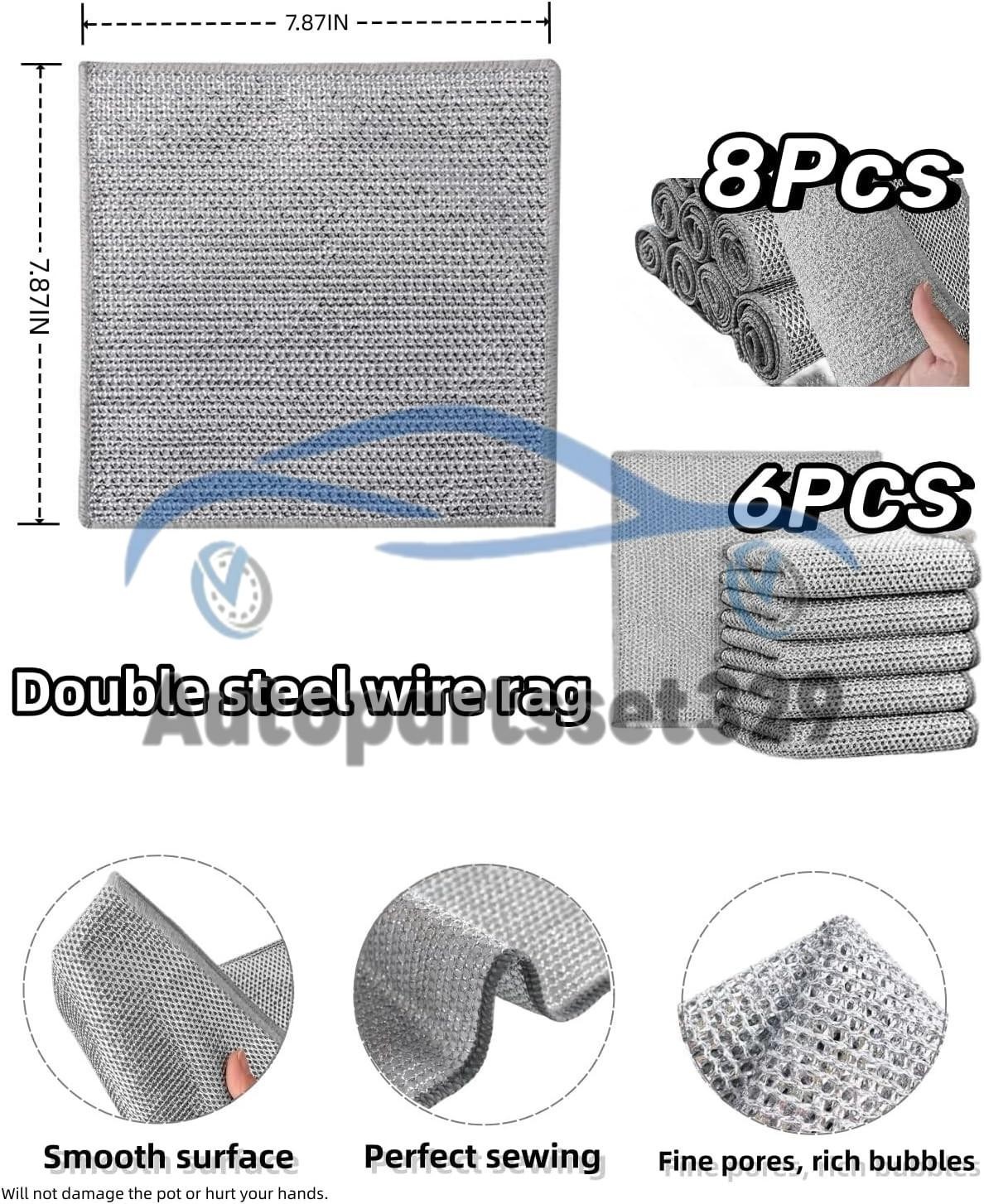 6X Steel Wool Dishwashing Pads Multipurpose Mesh Dish Cloths Stainless Steel gallery