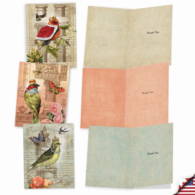 10 Assorted All Occasion Blank Note Cards with Envelopes - ROYAL BIRDS M2343OCB gallery