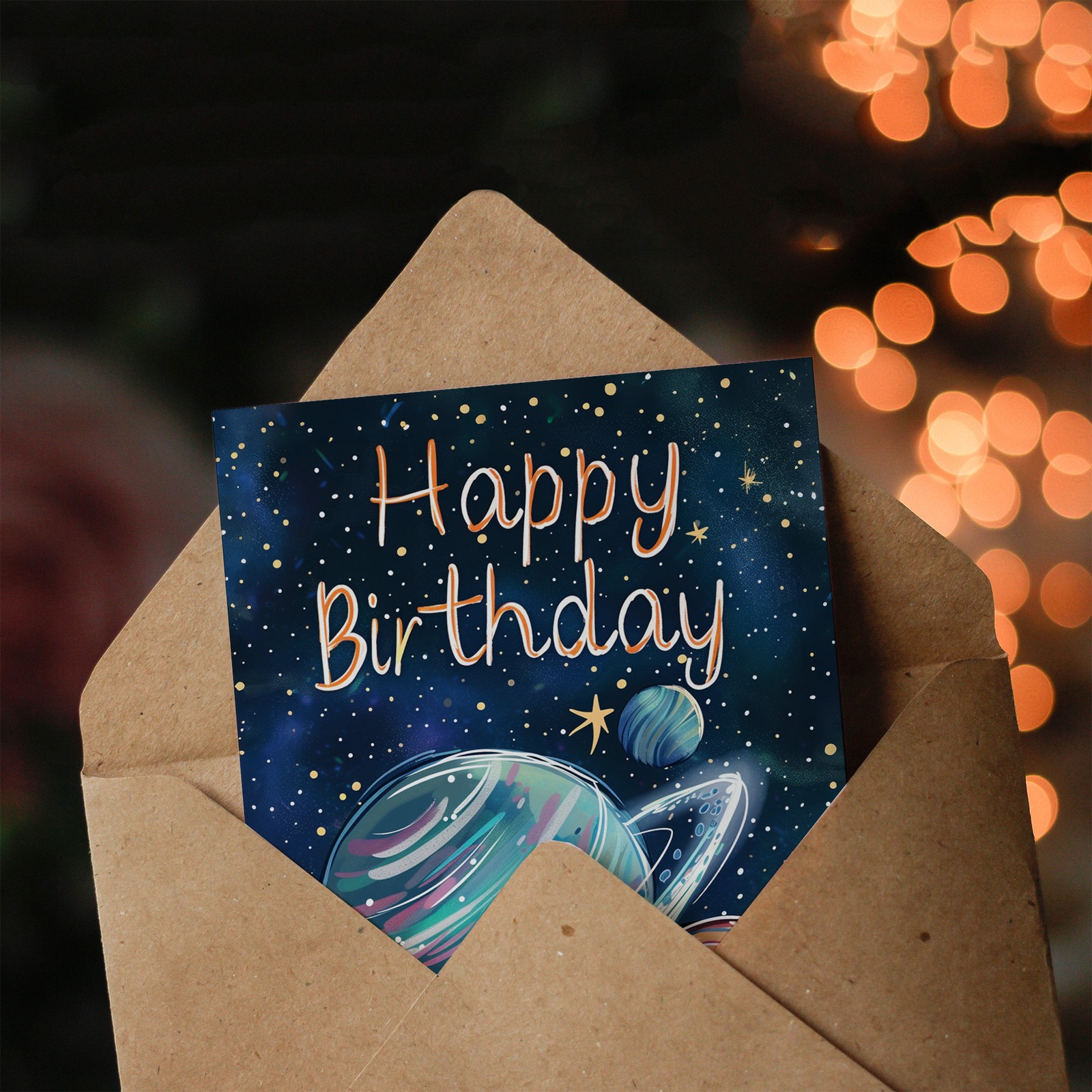 Birthday Card Saturn Space Planets Painting Simple For Child Kids Greeting Card gallery