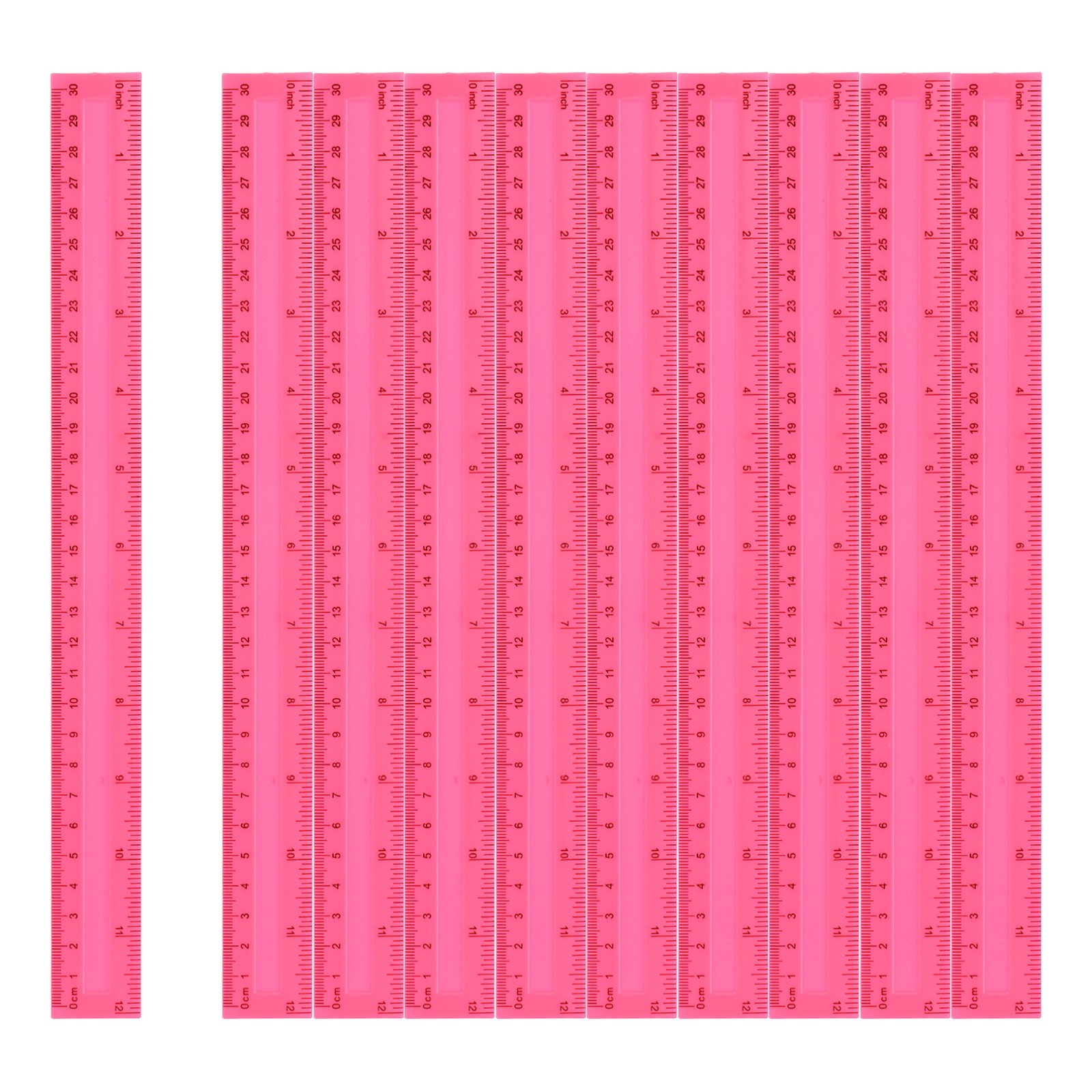 12pcs Plastic Rulers 12" (30cm) Clear Straight Ruler Pink gallery