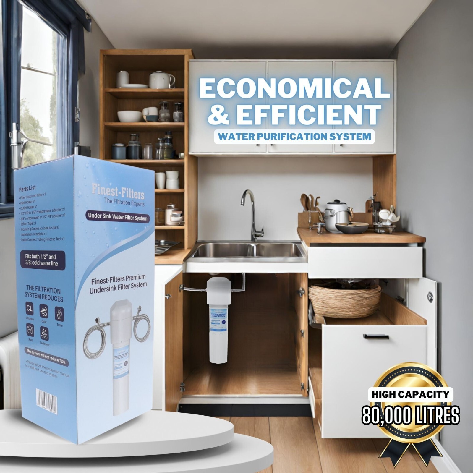 Undersink Water Filter System High Capacity 80K Litres Drinking Water Filtration gallery