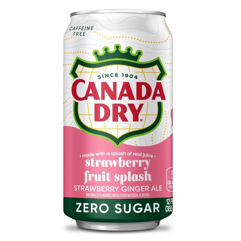 Canada Dry Fruit Splash Strawberry Ginger Ale Zero Sugar Soda, 12 fl oz cans, 12 gallery