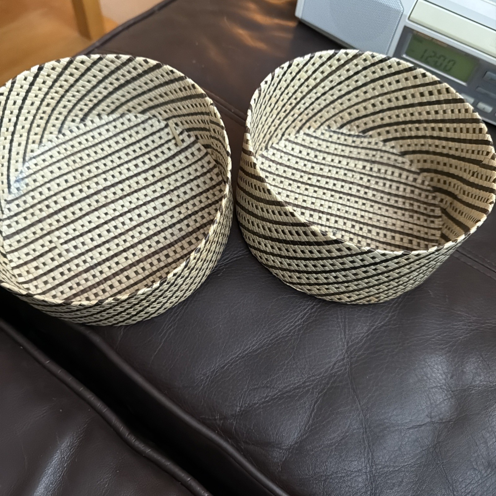 Palm Leaf Lidded Basket With Hand Weaved gallery