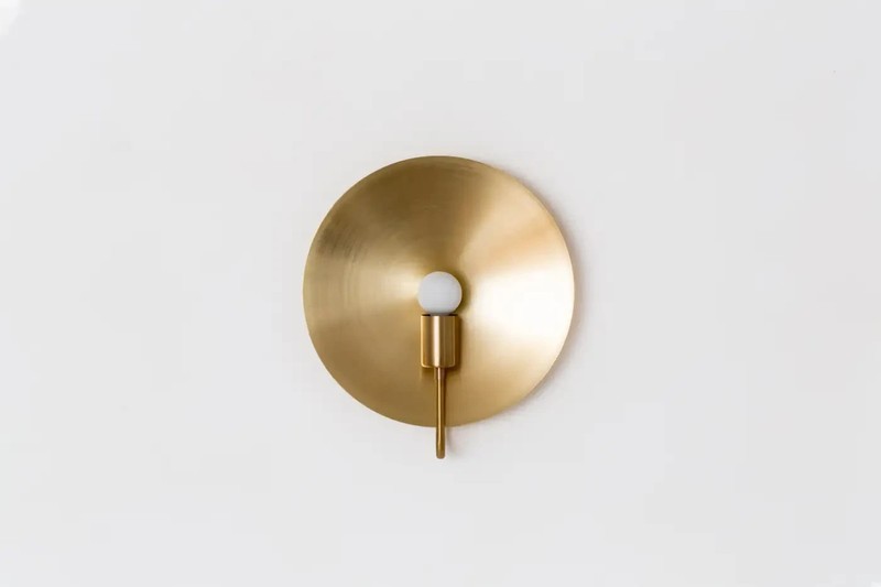 Workstead Helios ADA Sconce in Hewn Brass Modern Wall Light Luxury Designer Fixt gallery