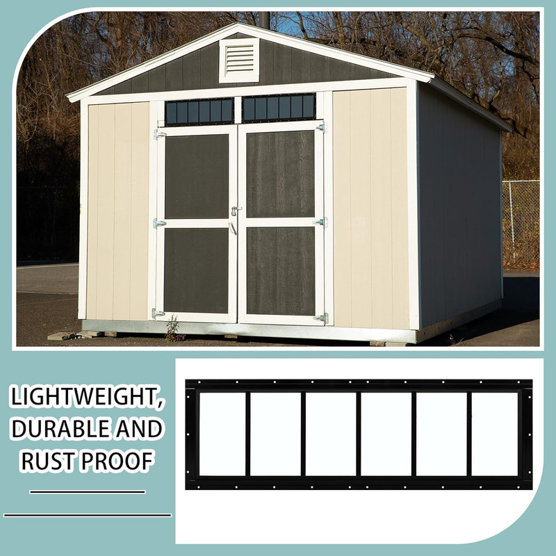 2 Pack 10'' x 35'' Black Flush Mount Shed Windows with Tempered Glass gallery