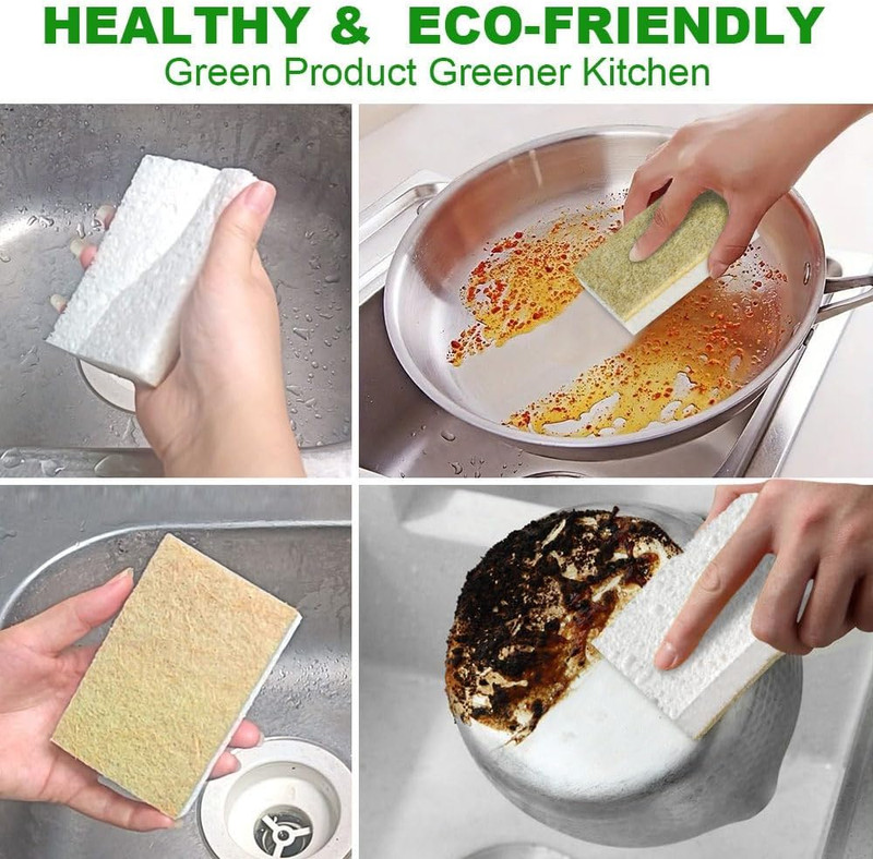 Natural Kitchen Sponge Compostable Kitchen Sponges Cellulose and Coconut Scrubbe gallery