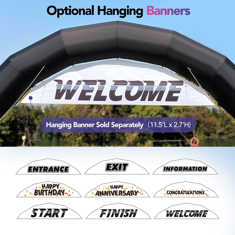Large 21Ft Half-Circle Inflatable Arch with built-in blower - Black gallery