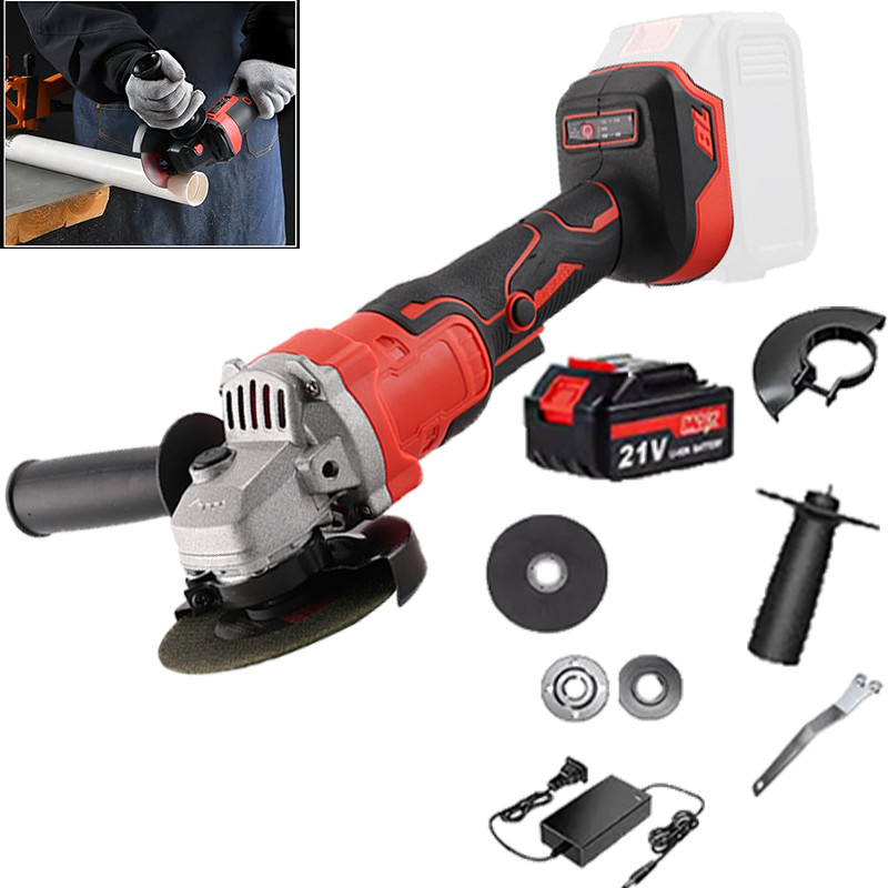Brushless Cordless Angle Grinder with 21V Battery Charger & Cutting Disc Power gallery