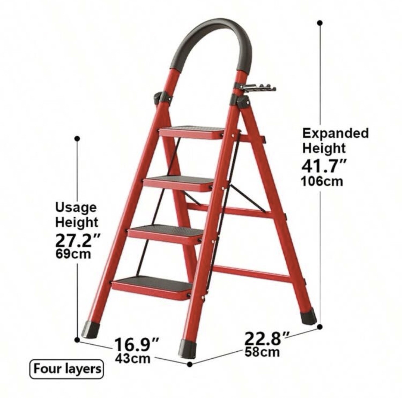 4 Step Ladder Folding Steel Stool w/ Handrail 550lbs Heavy Duty Home Kitchen New gallery