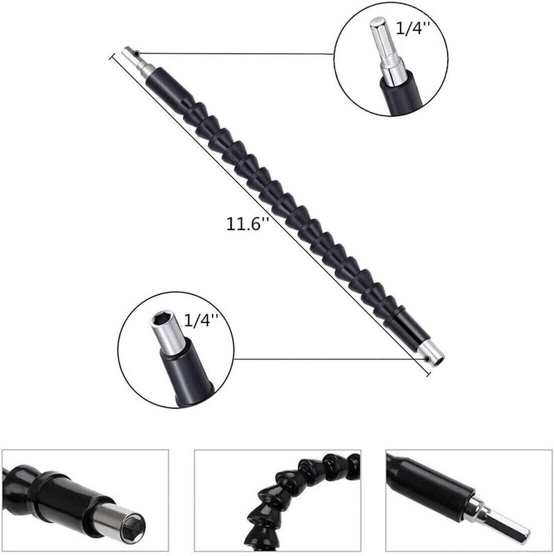 3 Piece 105 Degree Right Angle Drill Socket Adapter Flexible Shaft Extension Bit gallery