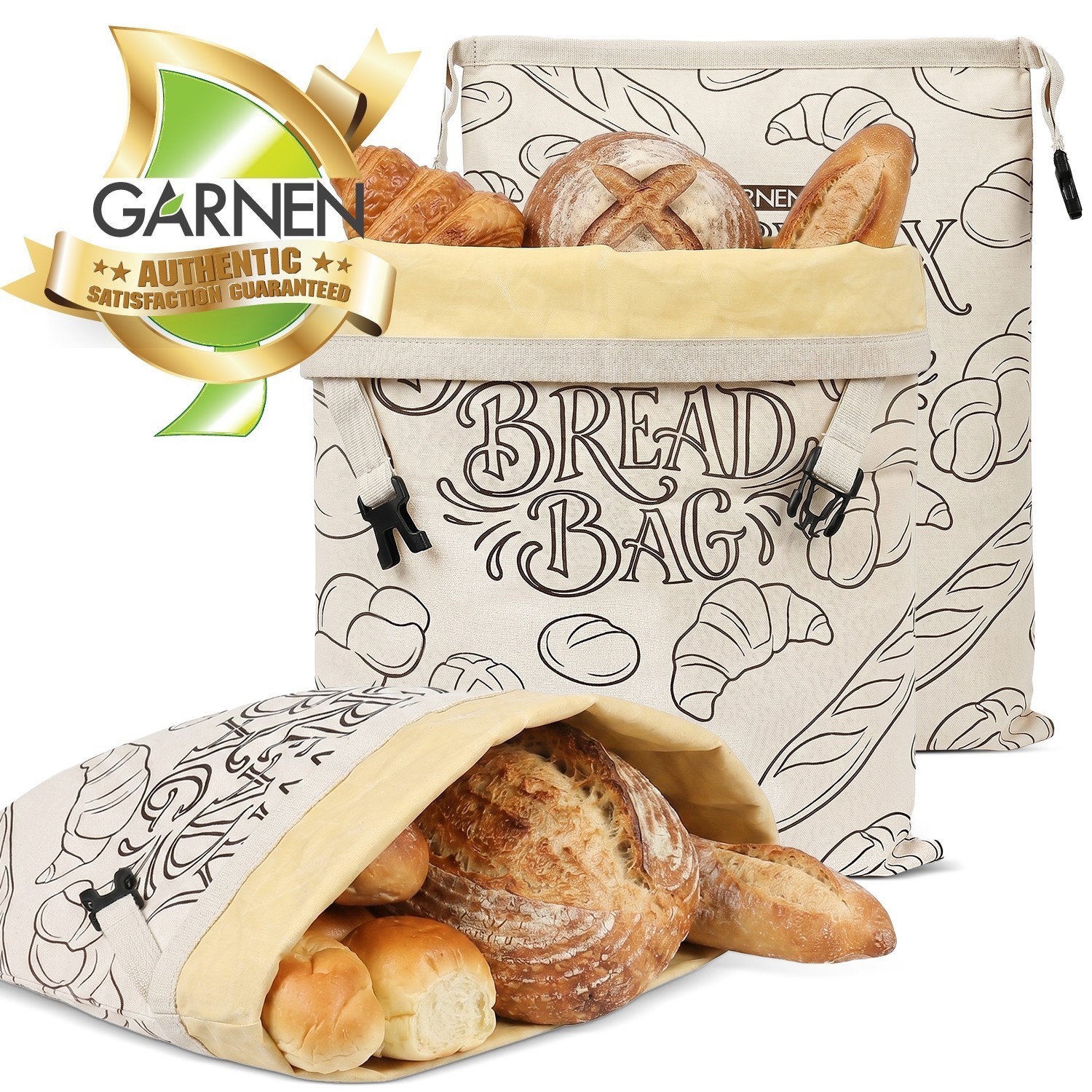 Garnen Beeswax Bread Bags For Homemade Bread 13x17, Sourdough Bread Bag Reusable gallery