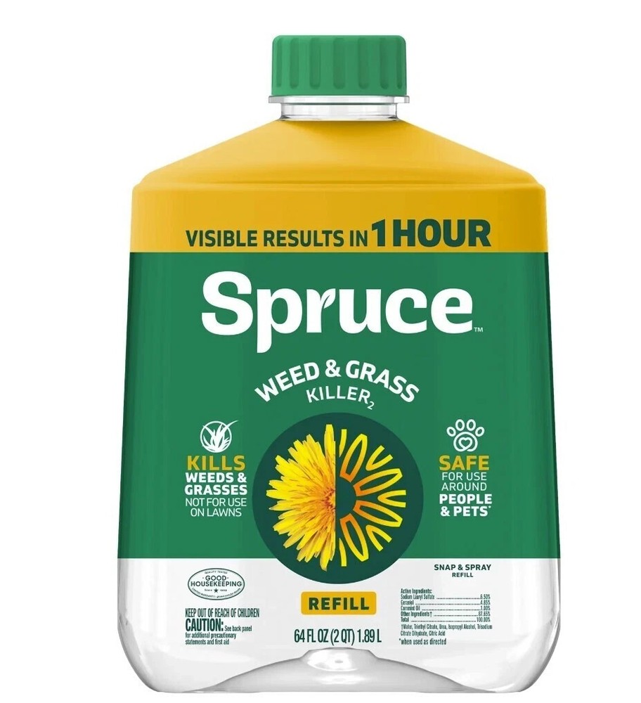 Spruce Snap & Spray Weed & Grass Killer 64oz Refill, Results in 1 Hour Free Ship