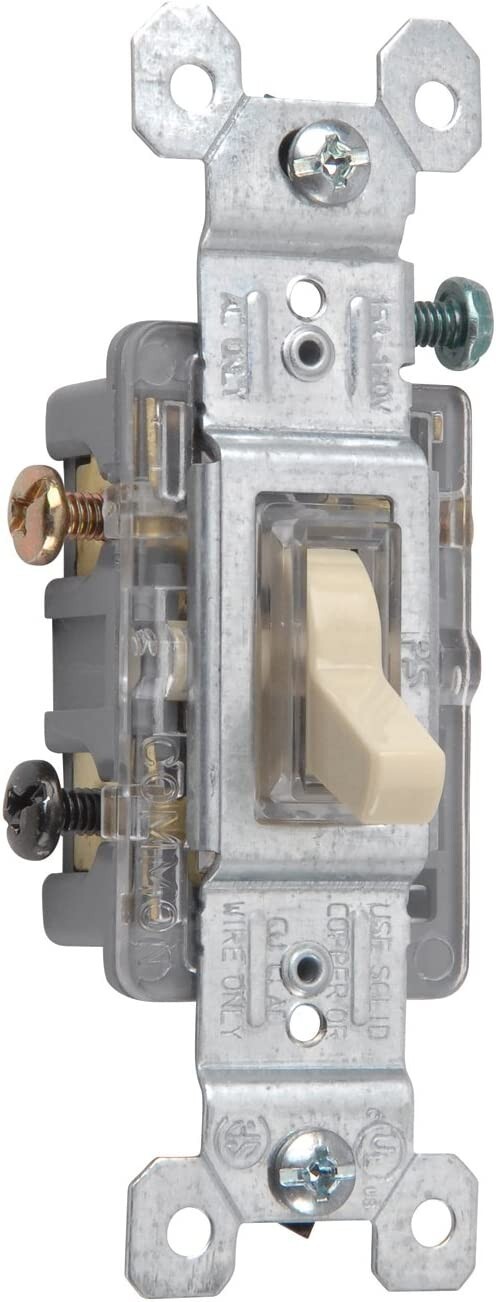 Legrand Pass & Seymour 3 Way Lighted Illuminated Toggle Light Switch 120V, Ivory gallery
