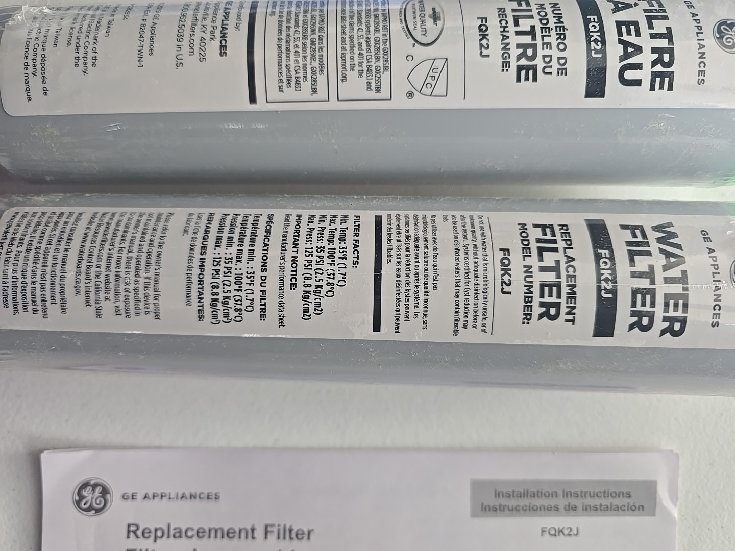 GE Under Sink Water Filter Replacement Dual Flow 6 Months (FQK2J) 2 Filters gallery