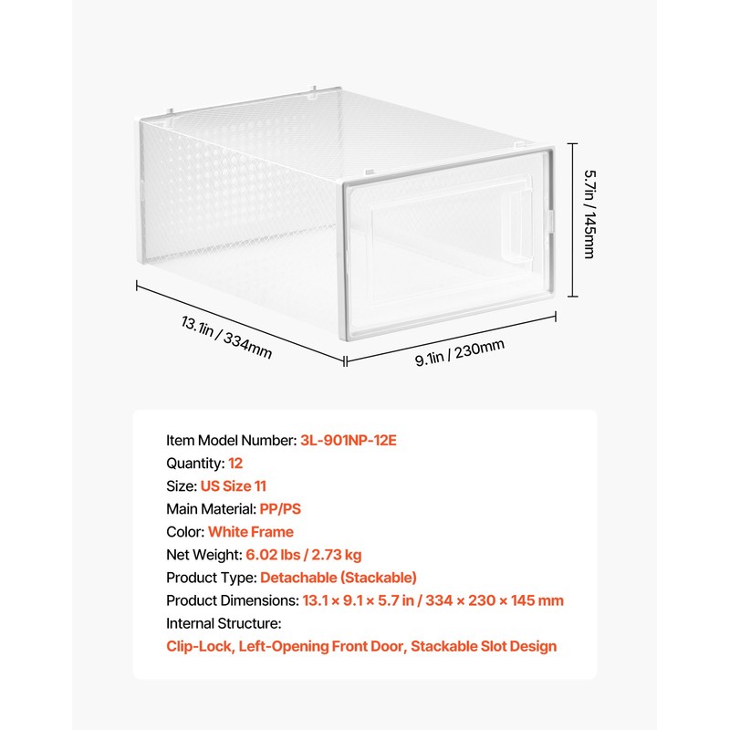 Uimoso Stackable Shoe Organizer Boxes 6/9/12 Pack for US Sizes 11/13 gallery