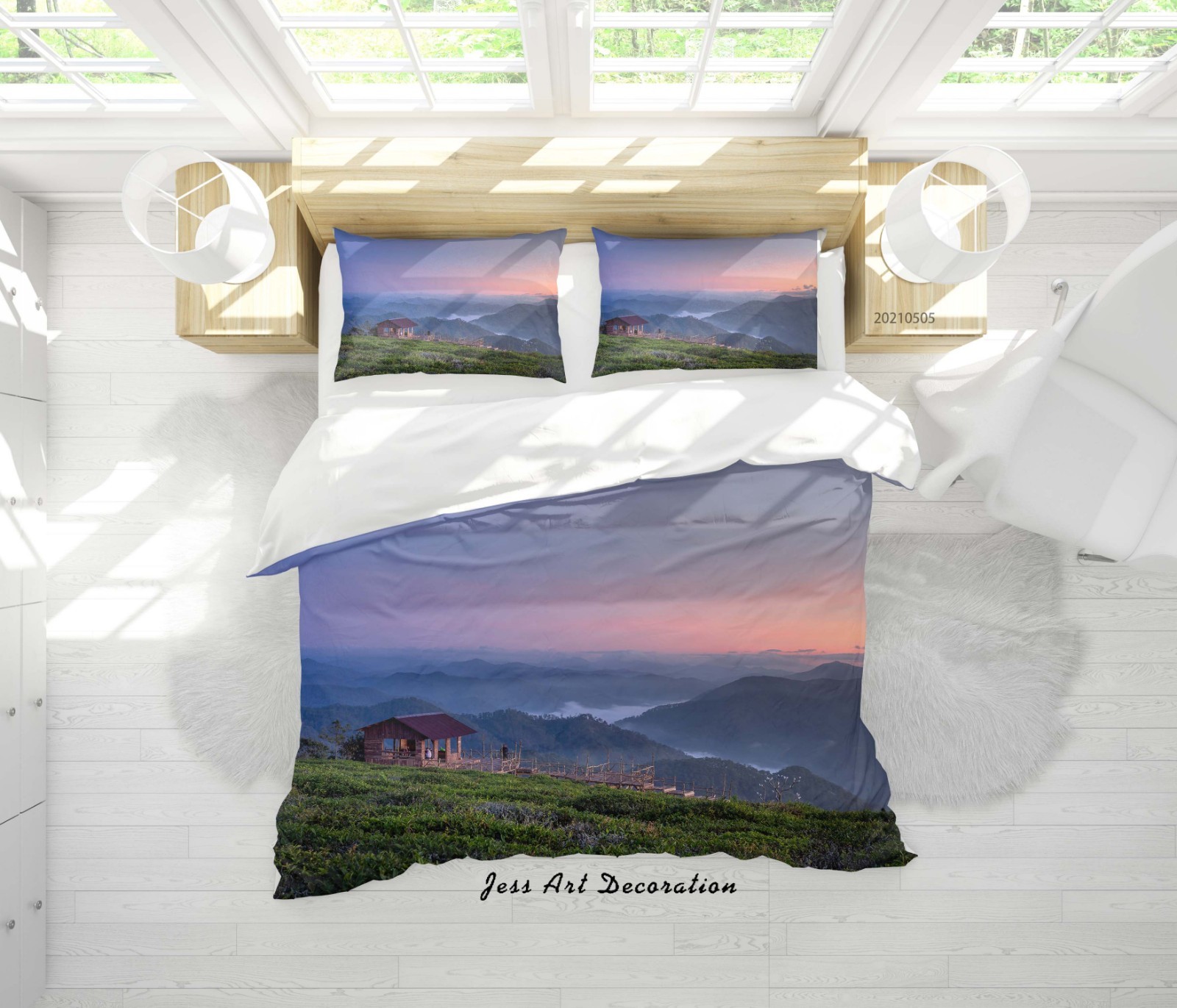 3D Mountain Tea Garden Landscape Quilt Cover Set Bedding Sets Pillowcases 2 gallery
